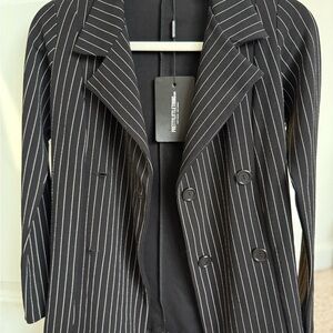PrettyLittleThing Women's Black Pinstripe Blazer